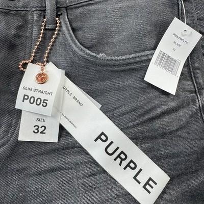 NWT Purple Brand P005 Slim Straight Mid Rise Black Waxed Jeans