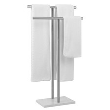 Free Standing Bathroom Towel Rack Stand Heavy Marble Base Brushed Nickel Finish