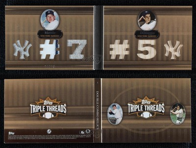 2007 Triple Threads Double Combo Relics Sepia /27 Mickey Mantle Joe DiMaggio HOF