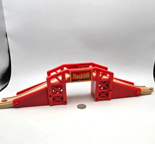 Wooden Train Railway Red Arched Rockhill Bridge works w Thomas  Friends BRIO