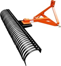 72'' 3 Point Landscape Rock Rake For Category 1 & 2 Skid Steer Tractors Loader