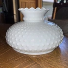 Vintage Hurricane Lamp Shade White Milk Glass Hobnail Fits 10" Holder / Fitter