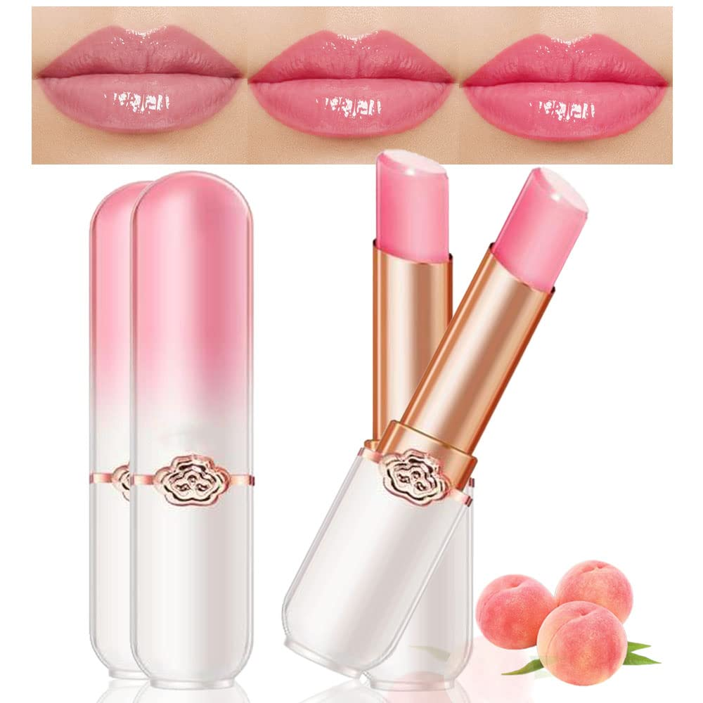 2Pcs Peach Tinted Lip Balms PH Lip Color Changing Lipstick Balm Stain Gift Set Q