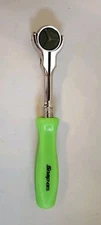 Snap-On New Green 1/4" Drive Hard Grip Round Swivel Head Ratchet USA THNFD72G 