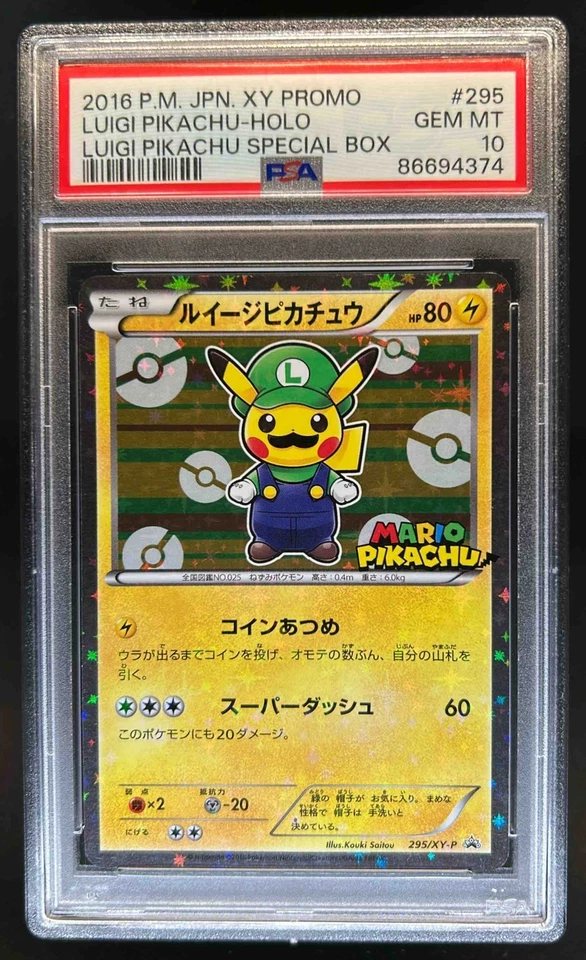 2013-2017 Pokemon XY Promos (JP) XY-P Luigi Pikachu #295/XY-P PSA 10