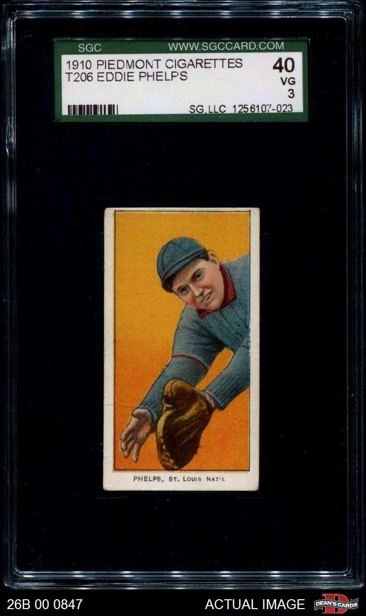 1909 T206 Eddie Phelps Cardinals SGC 3 - VG