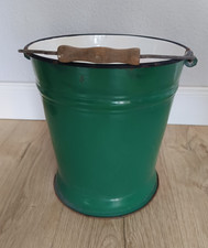 Sch&ouml;ner alter gr&uuml;ner Emaille Eimer Emaillewerk Waschb&auml;r 1930- 1960