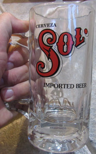 SOL Cerveza 6” Clear Glass Beer Mug Barware