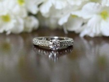 Delicate Engagement Ring 1.70Ct Round Cut Diamond Solid 14K White Gold Size L