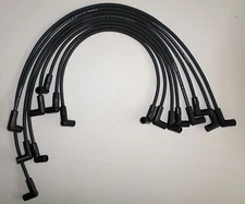 BLACK Spiral Core Spark Plug Wires Small Block Chevy 350 HEI Over Valve Covers