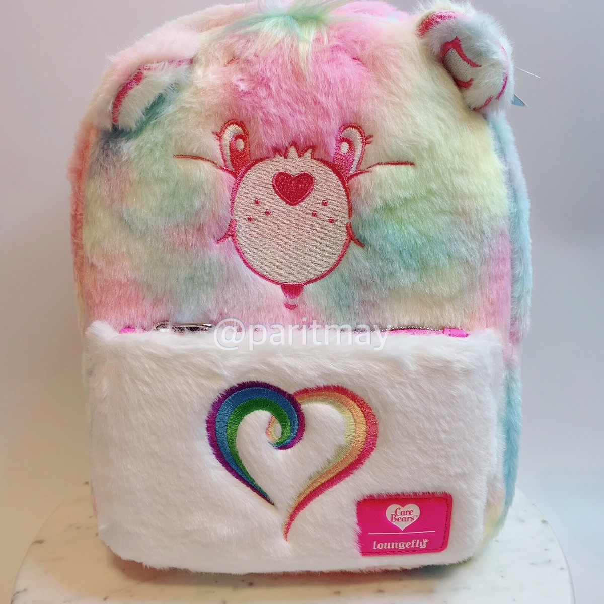 Care Bears Pastel Rainbow Fuzzy Mini Backpack NWT Loungefly Care Bears Rainbow Mini Backpack – Circle Of Hope  main image 2