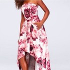 Speechless NWT Floral Strapless Gown Juniors 0 Pink White High-Low Satin Prom