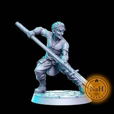 Gharr, Spear Fighter | Barbarian or Monk miniature for Tabletop games like D&D a