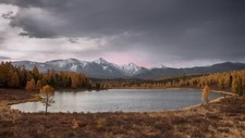 Landscape nature mountains lake fall Custom Gaming Mat Desk