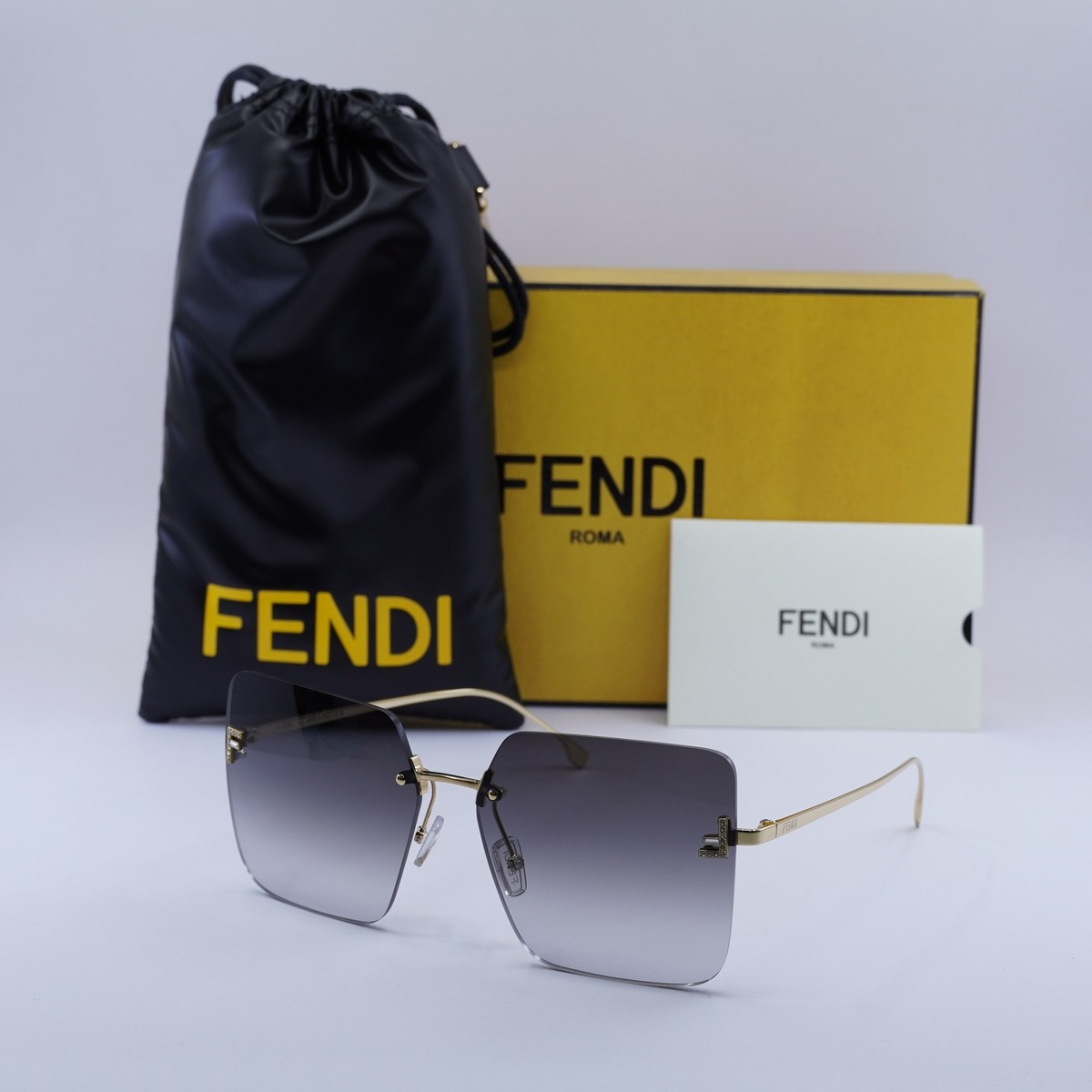 Fendi Black Sunglasses with Yellow Accents Brand New FENDI Sunglasses FE 40186F 52P Tortoise/Grey | eBay main image 3