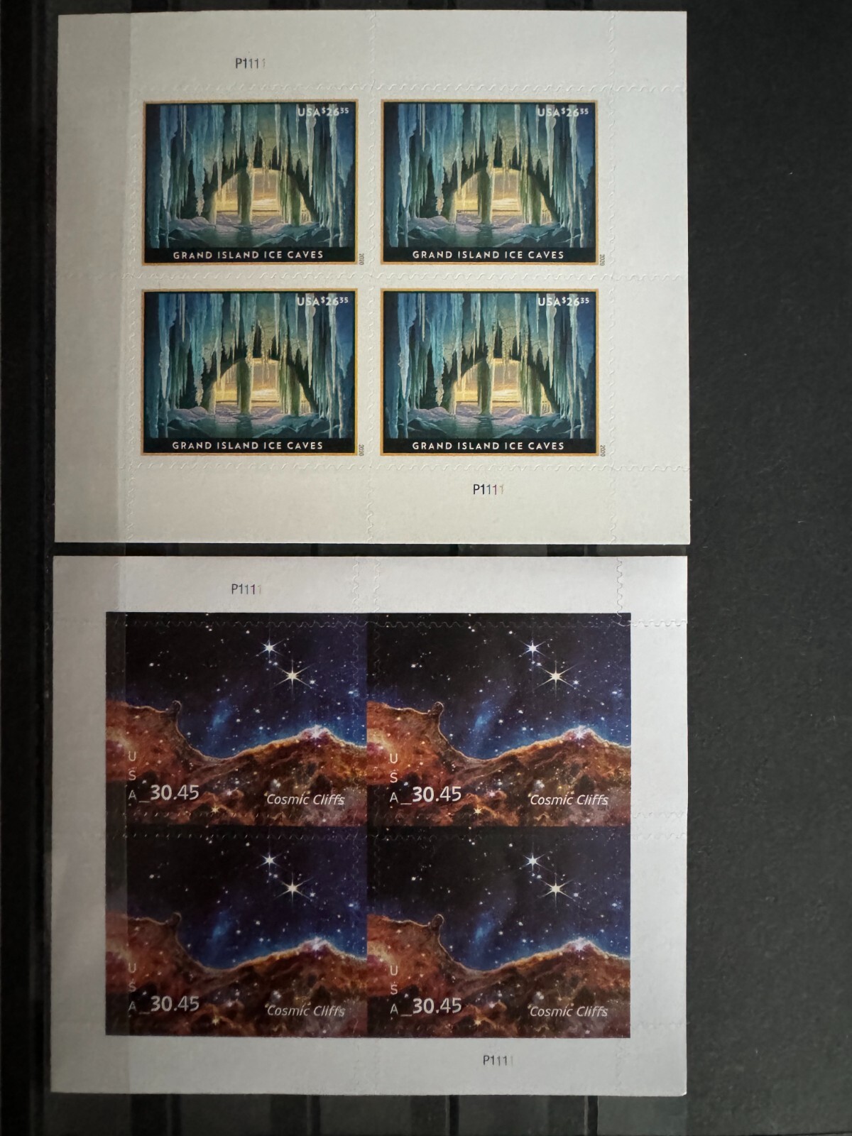 Cuevas de hielo de EE. UU. #Scott 5430, acantilados cósmicos #Scott 5828 hoja de 4 MNH EN MUY BUEN ESTADO FedEx gratuito
