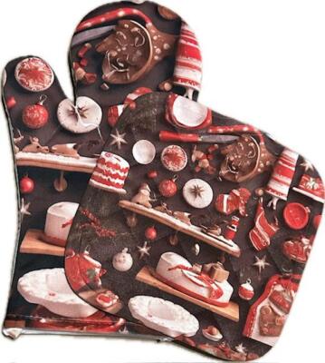 Oven Glove Mitt Pot Holder Set, Christmas Design Decor Kitchen Accessories Gift