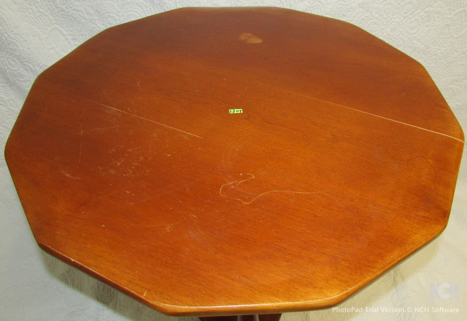 Mesa auxiliar de mediados de siglo rara y difícil de encontrar Cushman 3-150 3150 de arce de roca maciza de 12 lados Foto 3 de 4