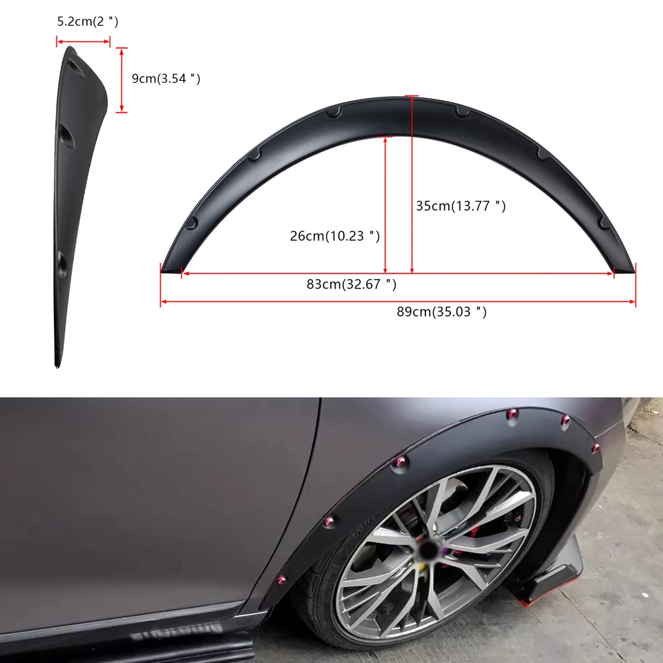 4pcs Matte Fender Flares Extra Wide Wheel Arch Mudguard 35" For Mazda RX-7 RX7 - Image 3 of 4