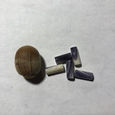 5 Wampum Beads Light Purple 10x4mm of Quahog Shell