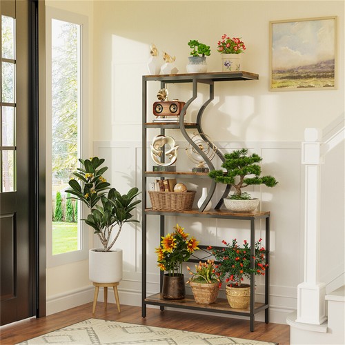 5 Tier Bookshelf Vintage Industrial Bookcase Display Rack Ladder Storage Shelf - Picture 15 of 16