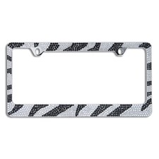 Bling Whiteblack Zebra Designed Crystal Metal License Plate Frame-c