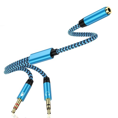 Headphone Splitter for Computer 3.5mm Female to 2 Dual 3.5mm Male Nylon Braid...
