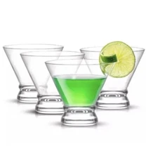 Afina Joyjolt Barware Set Of 4 Cocktail Glasses 8oz Stemless Martini Glasses NEW