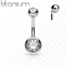 Solid G23 Implant Grade Titanium Internally Threaded Double Jewel Navel Barbell