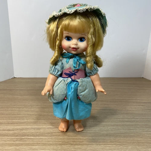 Vintage Mattel 1968 Baby Small Talk LITTLE BO PEEP Doll Blue Blonde 10”