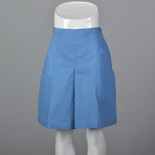 Large 1960s Mini Skort Shorts Solid Blue VTG Wash and Wear Womens Split Shorts