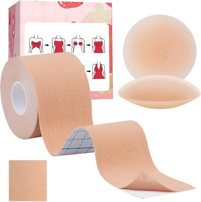Hbaid Boob Tape mit wiederverwendbaren Brustwarzenabdeckungen Boobtapes Brustband für Kleider