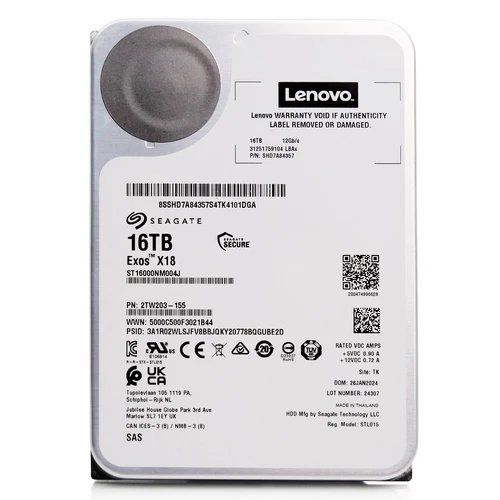 Seagate/Lenovo Exos X18 16TB SAS 12Gb/s 3.5in HDD ST16000NM004J 2TW203-155 - Picture 4 of 8
