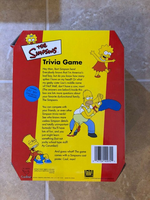Simpson Trivia Game 2000 Collector Tin Complete Cast Poster Cardinal EBay