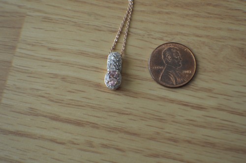 0.70ct AAAA Pink Spinel / Diamond Pendant with 20" Chain 18k RG over Fine Silver - Picture 10 of 11
