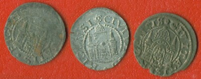 Free City Riga Latvia Poland Schilling ca 1571 Livonian War LOT OF 3 COINS 59