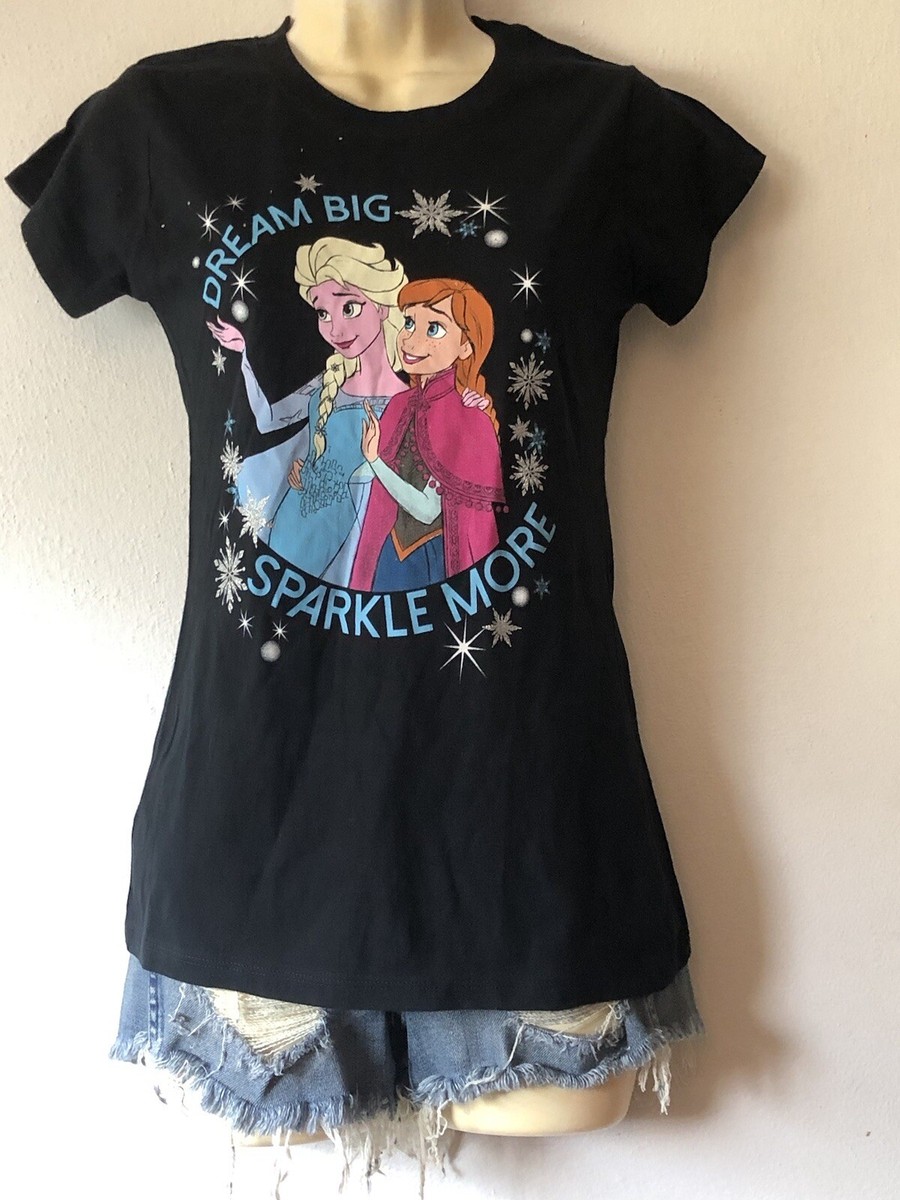 Disney Frozen Elsa Ana Sparkle More Graphic Black T-Shirt