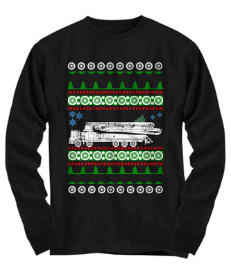 Concrete Pump Truck Ugly Christmas Sweater Jumper - Long Sleeve Tee