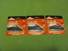 LOT OF 3 BERKLEY 3/4oz. BLACK BLUE FOOTBALL JIGS POWERBAIT SILICONE SKIRTS