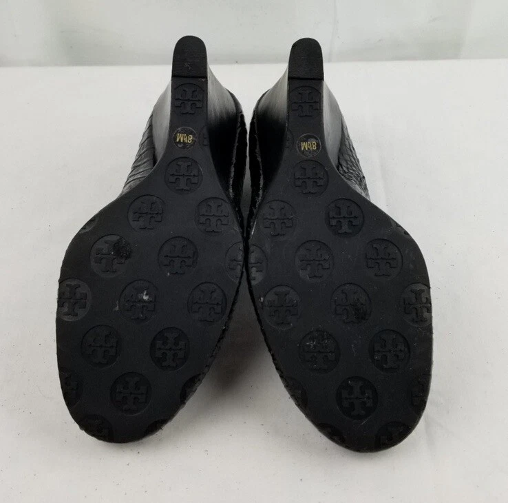 Zeppa punta tonda TORY BURCH Reva in pelle goffrata nera 8 5 logo punta medaglione