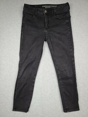 American Eagle Women's 6 Jeans Hi-Rise Jegging Crop Super Super Stretch Black 