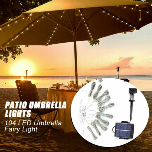 LED Solar Beleuchtung Regenschirm Licht Marktschirm 104LEDs Sonnenschirm Licht  - Bild 1 von 15