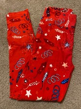 LulaRoe Leggings OS 2019 All American Summer July 4th Fireworks Red Background
