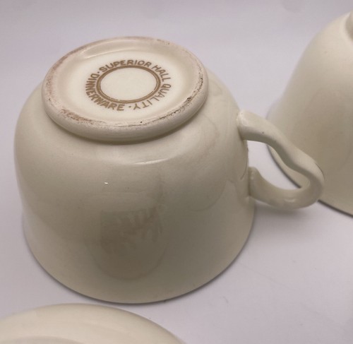 Hall Superior Silhouette Tavern Colonial Teacups Cream Black Set of 4 Vintage - Imagen 6 de 13