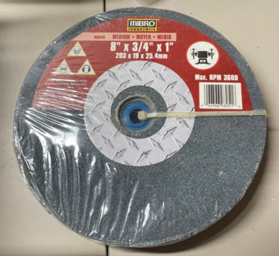 MIBRO Medium Grinding Wheel 8'' x 3/4'' x 1'' Max RPM 3600 Speed
