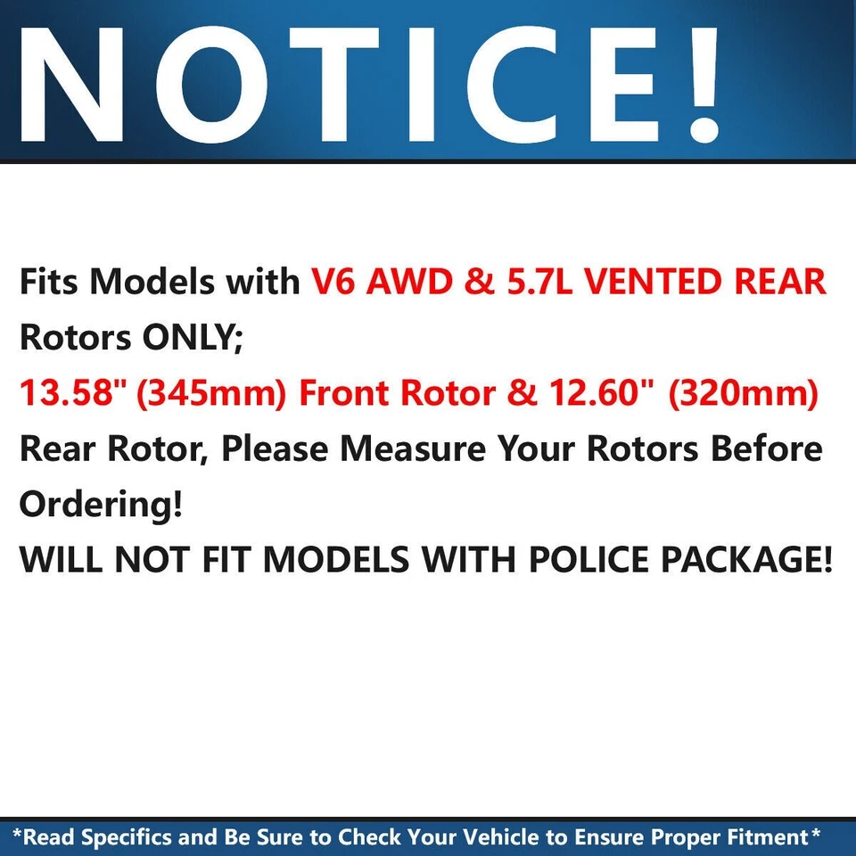 Front Rear Drilled Disc Rotor Brake Pads For Dodge Charger Challenger Magnum 300 - Image 4 of 4