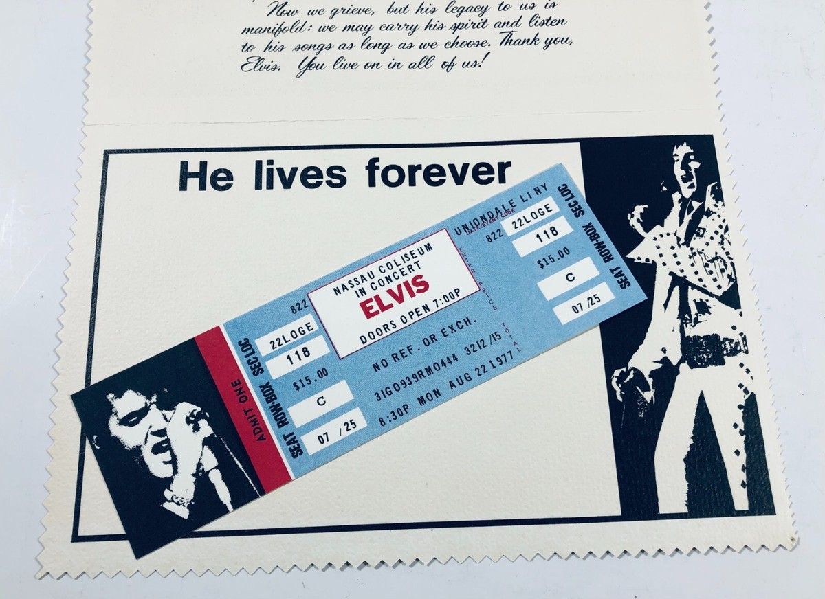 RARE Commemorative ELVIS CONCERT TICKET Nassau Coliseum Aug. 22 