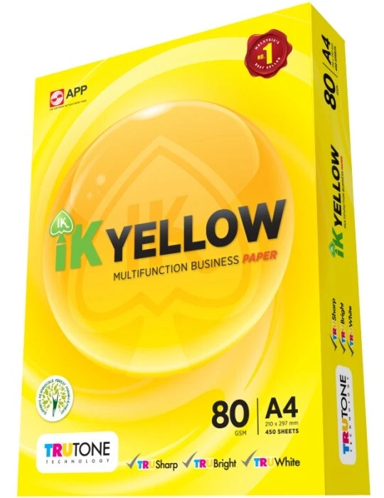 IK Yellow A4 Paper 500's 80gsm/White A4 Paper/Photostat Paper/A4 Copier - Image 1 of 1