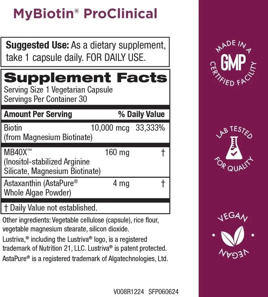 Purity Products My Biotin ProClinical MyBiotin Thicker Hair 30 Capsule - Image 2 of 4