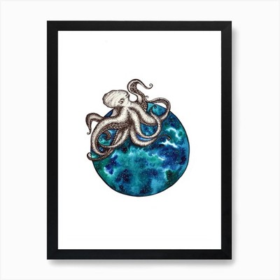 Oktopus V Kunstdruck gerahmt Wandbild Poster Leinwanddruck Bild